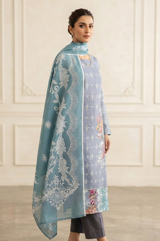 Mix Brand Unstitched Printed Khaddar 3pc