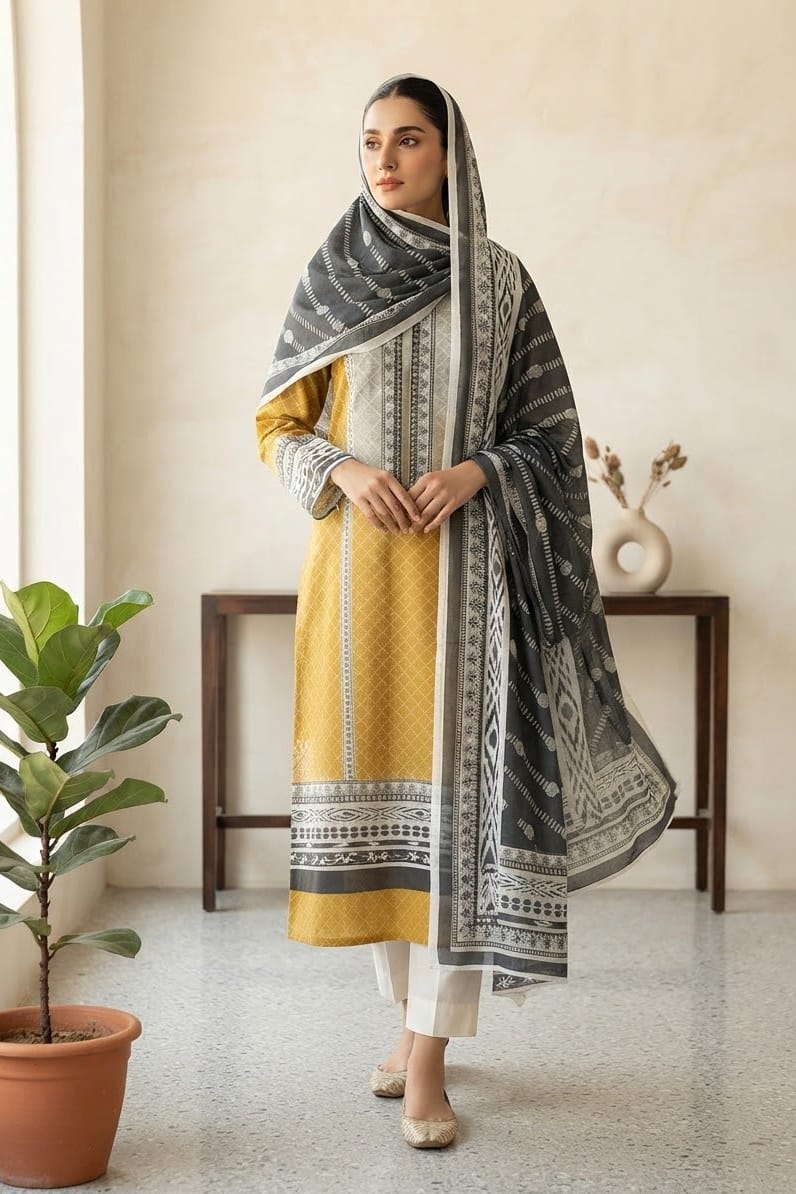 Mix Brand Unstitched Printed Khaddar 3pc