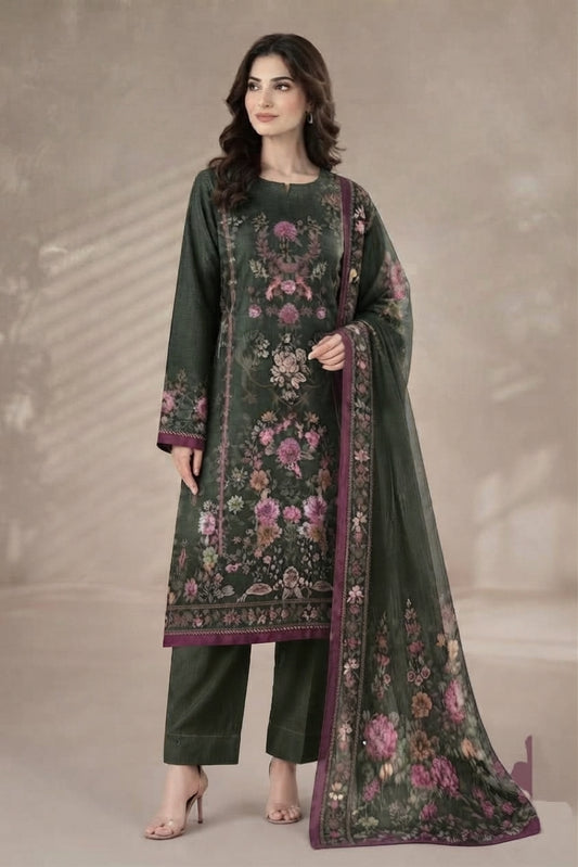 Khaadi Unstitched Printed Khaddar 3pc