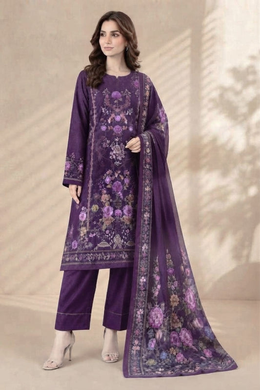 Khaadi Unstitched Printed Khaddar 3pc