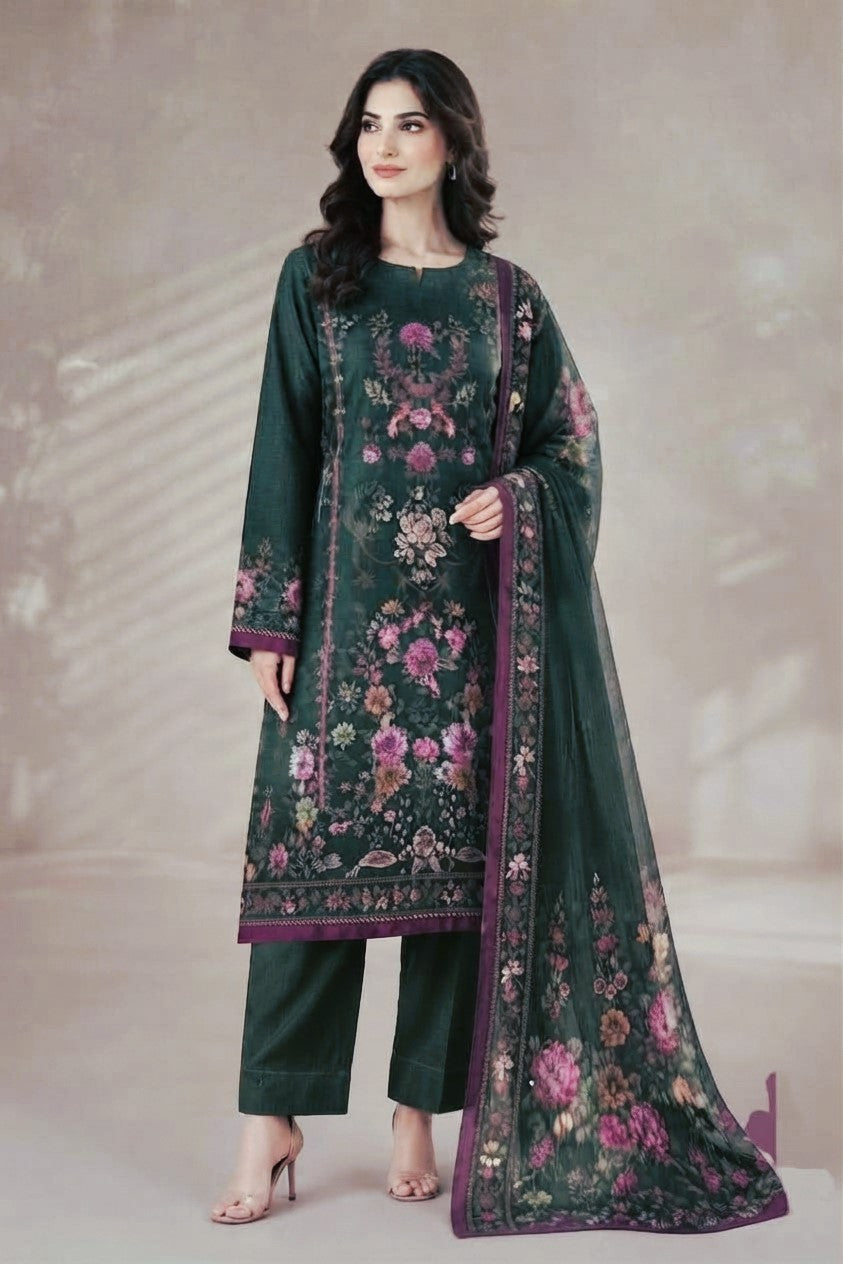 Khaadi Unstitched Printed Khaddar 3pc
