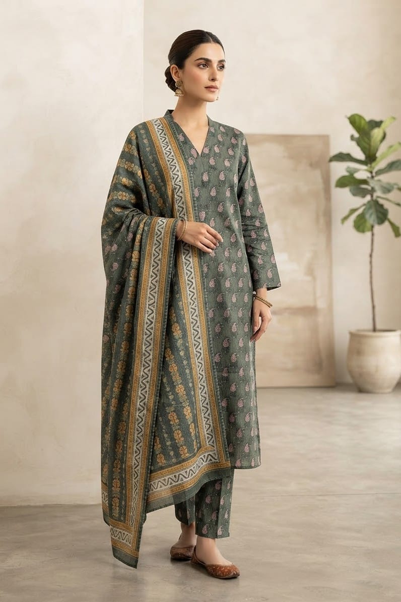 Tawakal Premiuim Stitched Printed Khaddar 3pc