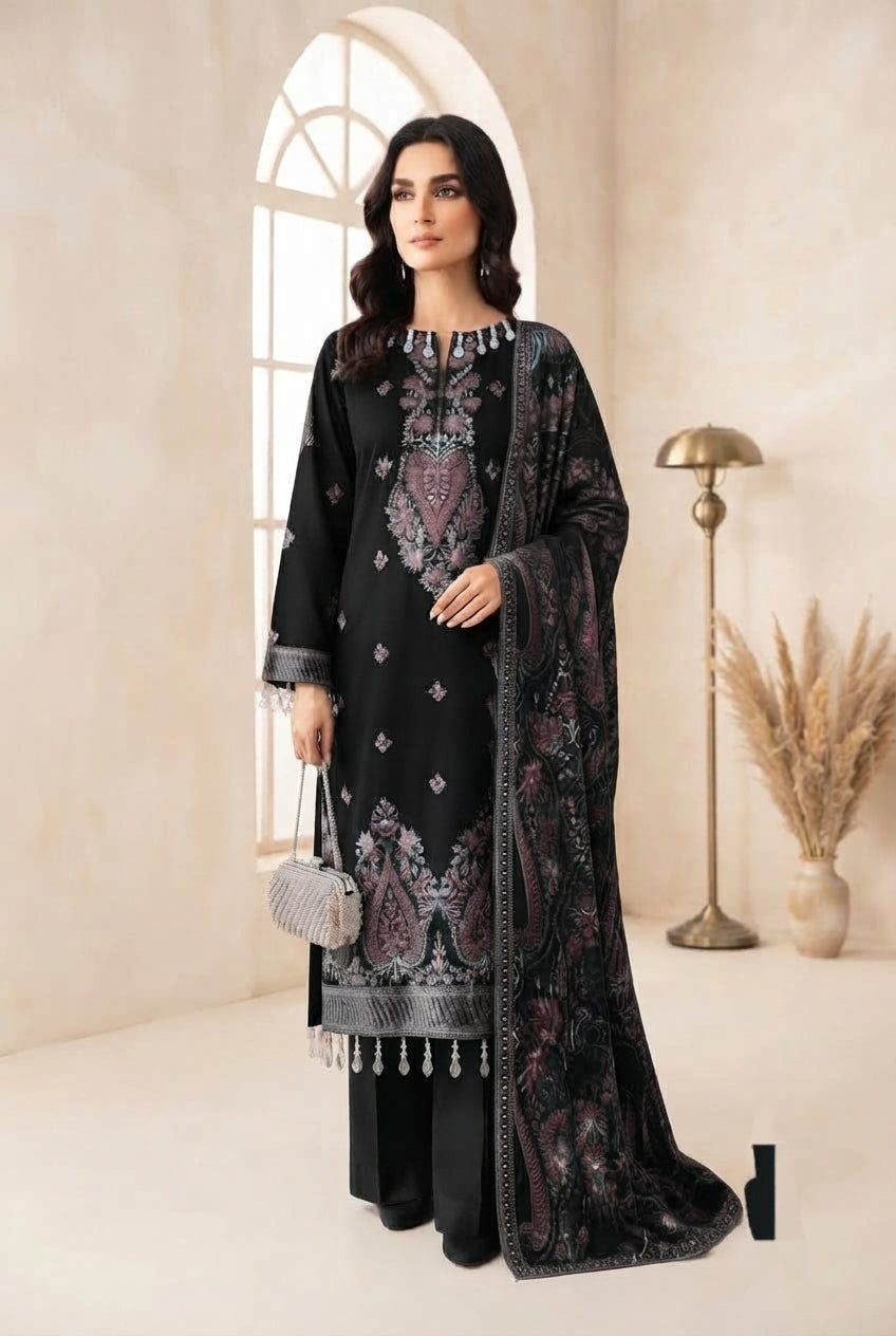 Noor jahan Noor E Khas Unstitched Embroidered Wool 3pc