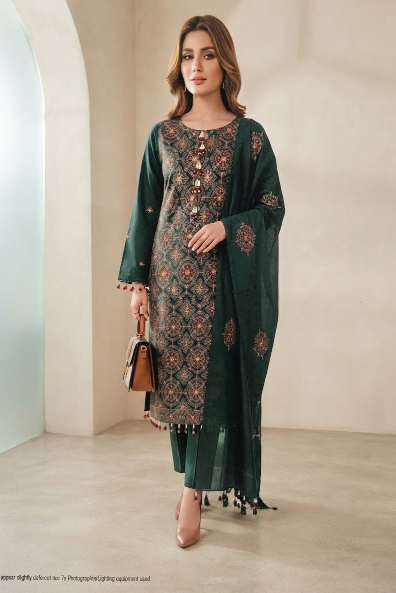 Noor jahan Ethnic Unstitched Embroidered Wool 3pc