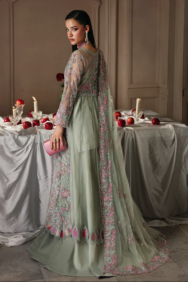 RajBari Sage Embroidered Luxury Formal 3pc
