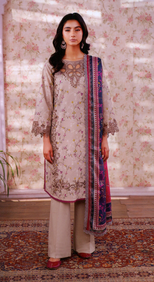 Bin Ilyas Lamhay Luxury Embroidered Lawn Collection 3pc - Branded Cut Pieces