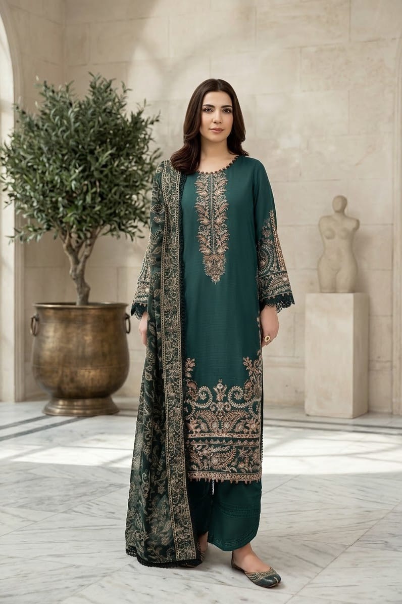 Johra Nibras Unstitched Embroidered Silk Viscose 3pc