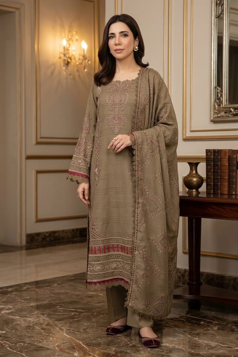 Johra Nibras Unstitched Embroidered Silk Viscose 3pc