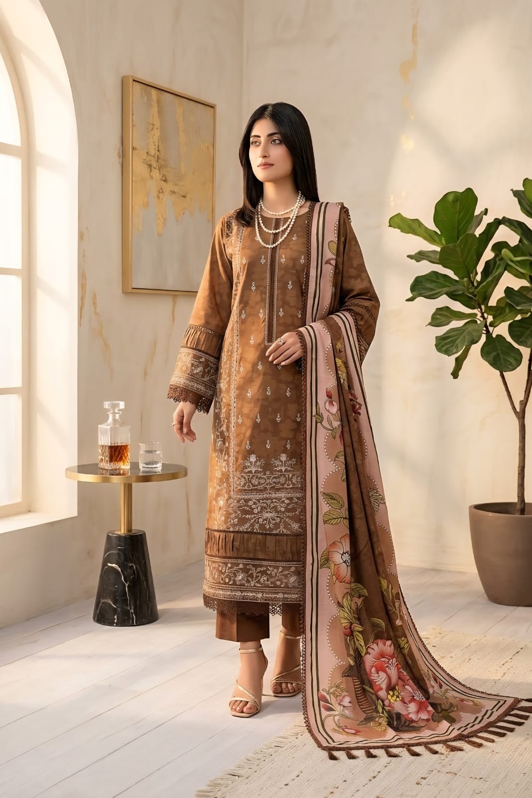 Johra Cherie Unstitched Embroidered Stapple Slub 3pc