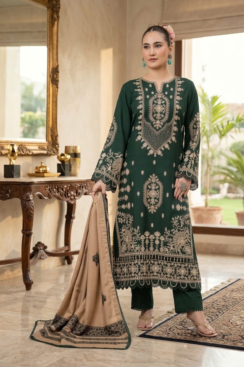 Johra Varda Unstitched Embroidered Wool 3pc