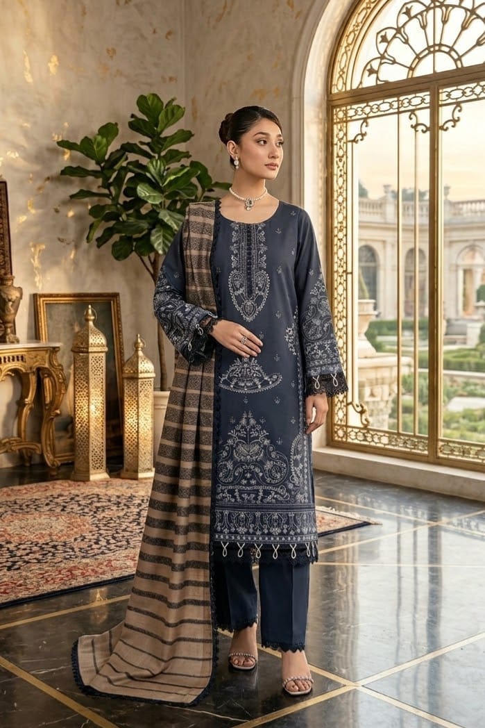 Johra Varda Unstitched Embroidered Wool 3pc