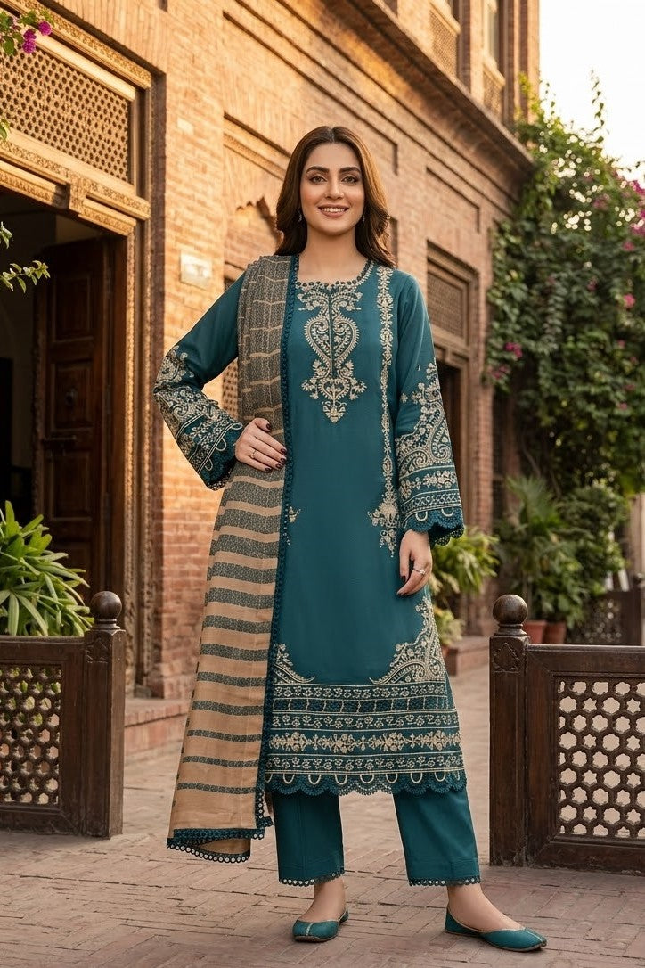 Johra Juman Unstitched Embroidered Wool 3pc