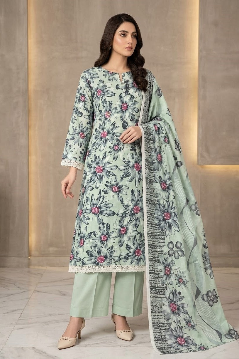 Bareeze Printed Khaddar Unstitched 3pc