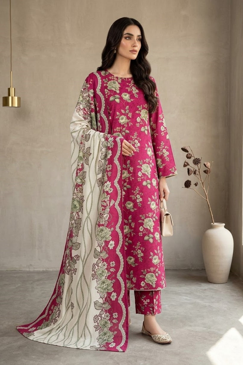 Bareeze Printed Khaddar Unstitched 3pc