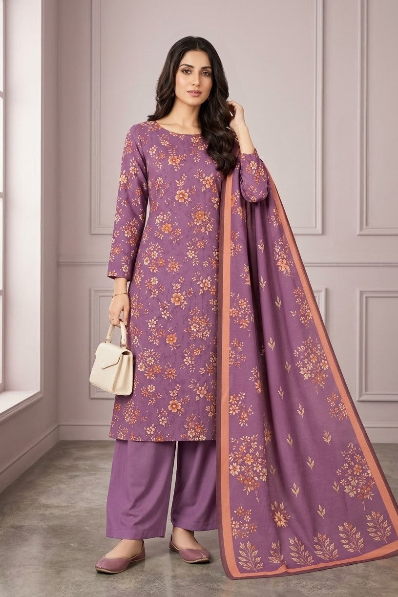 Bareeze Printed Khaddar Unstitched 3pc