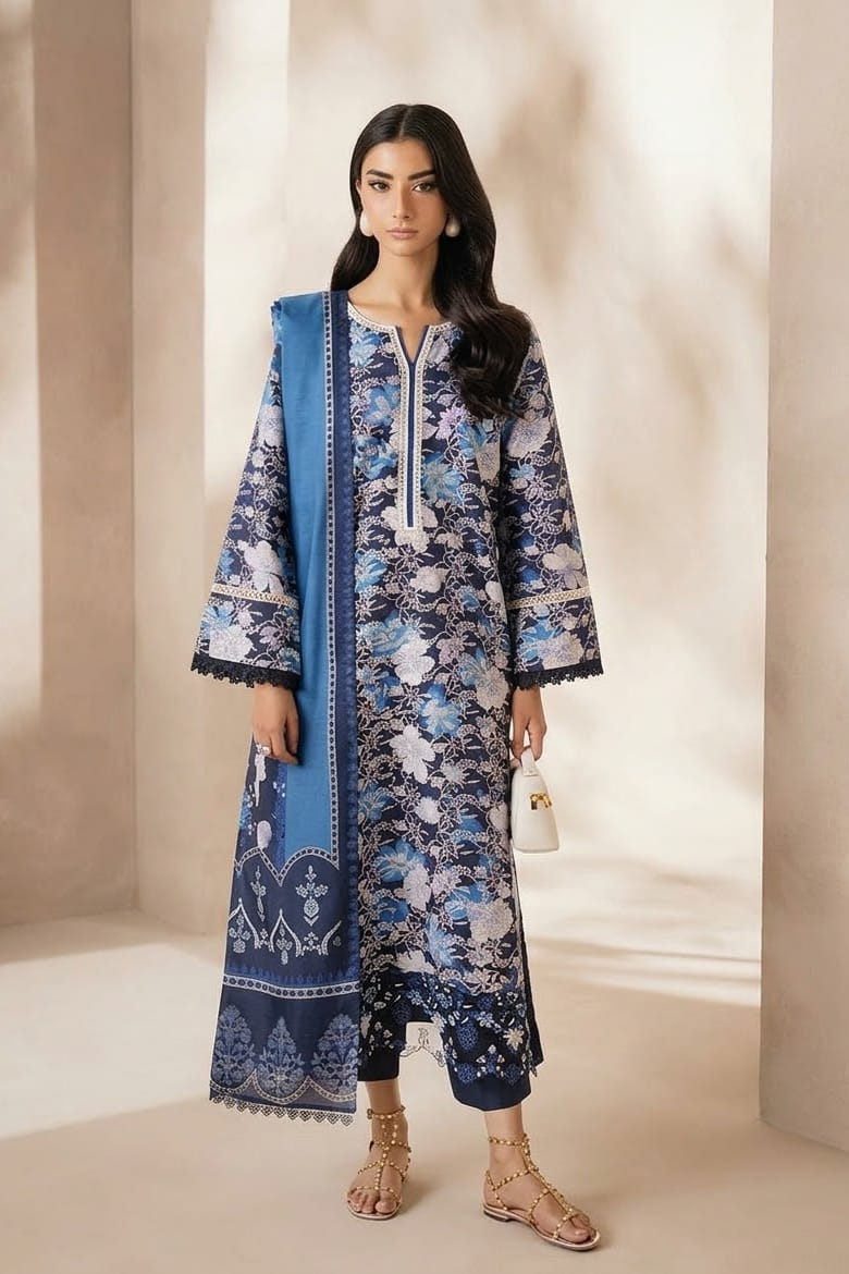 RajBari Raha Unstitched Embroidered Luxury 3pc