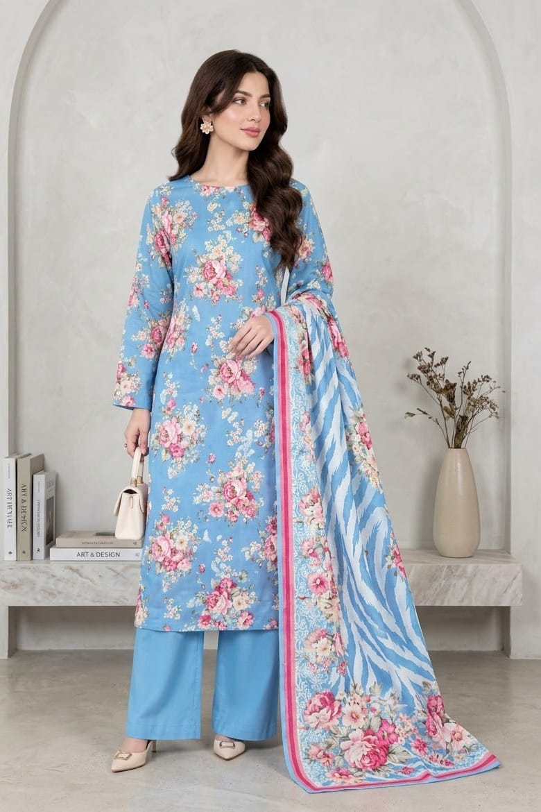 Bareeze Printed Khaddar Unstitched 3pc
