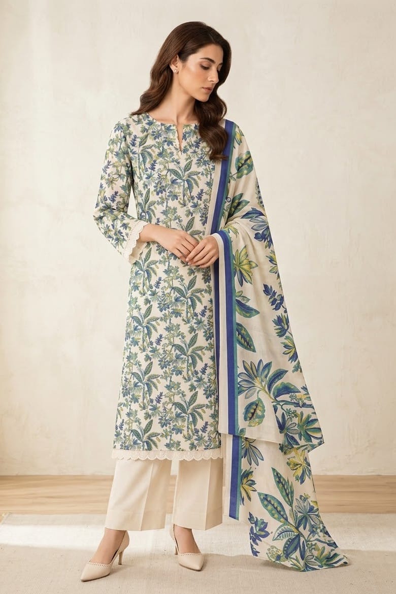 Bareeze Printed Khaddar Unstitched 3pc