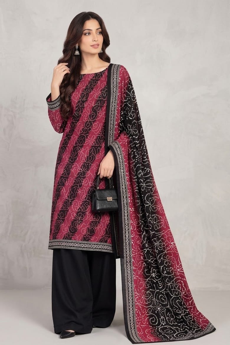 Bareeze Printed Khaddar Unstitched 3pc