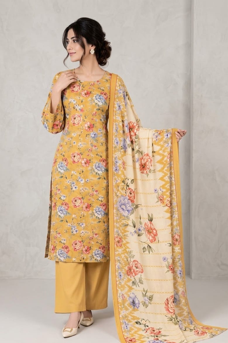 Bareeze Printed Khaddar Unstitched 3pc