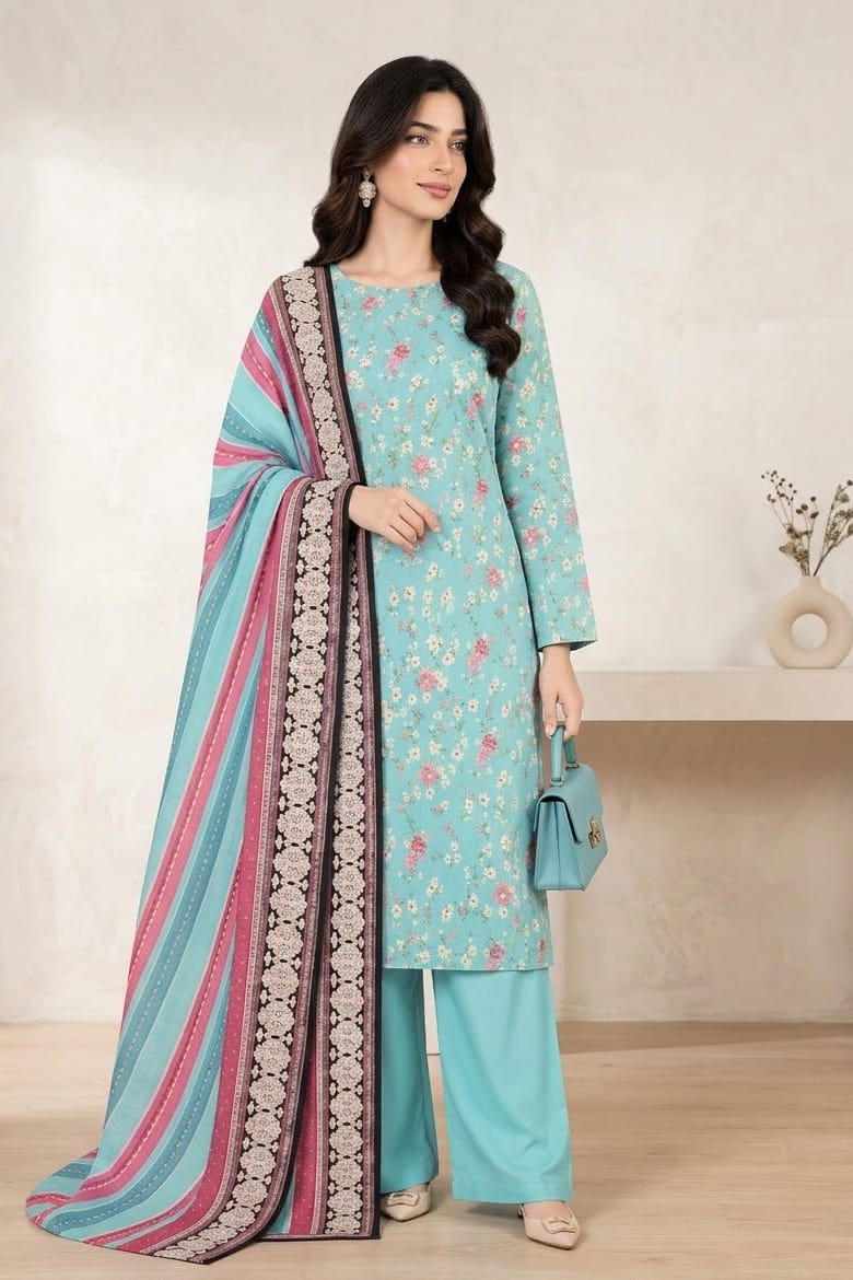Bareeze Printed Khaddar Unstitched 3pc