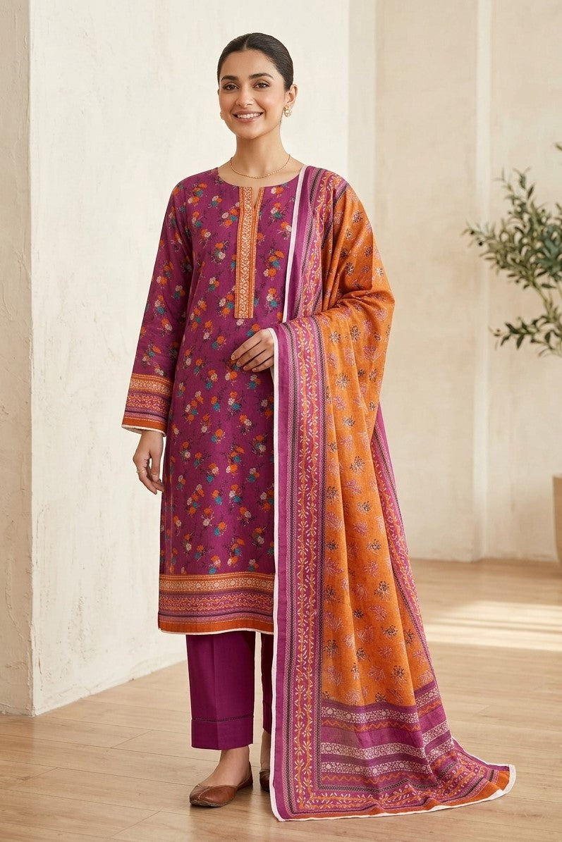 Safina Unstitched Printed Khaddar 3pc