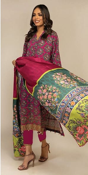 Jaffrani Printed Lawn Meerab Collection 3pc