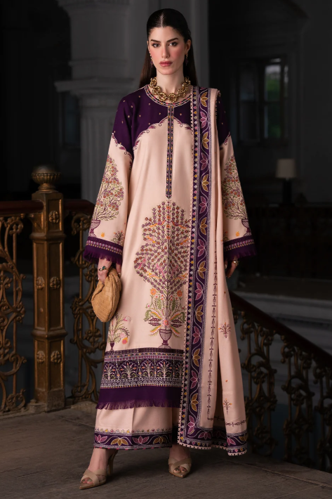 Bin Ilyas Dulzura Embroidered Luxury Peach Leather 3pc