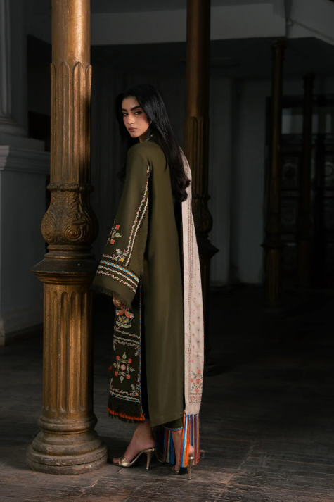 Bin Ilyas Dulzura Embroidered Luxury Peach Leather 3pc
