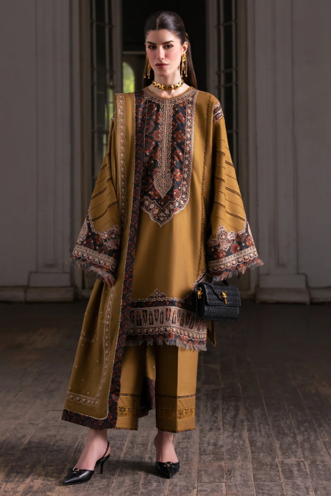 Bin Ilyas Dulzura Embroidered Luxury Peach Leather 3pc
