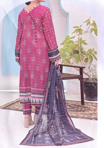 Aira Unstitched Embroidered Lawn 3pc - Branded Cut Pieces