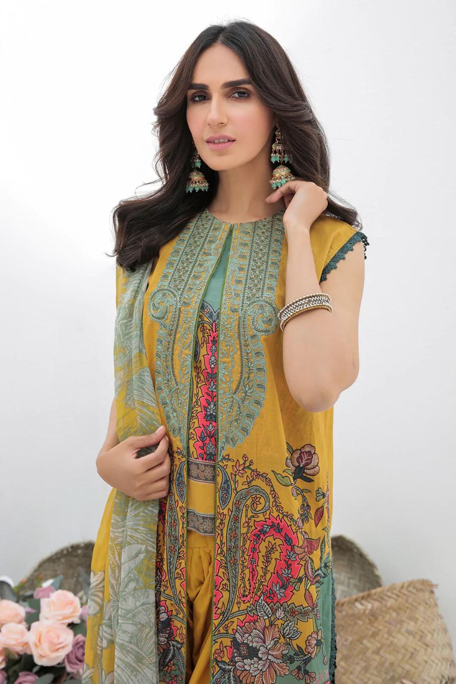 Embroidered Lawn-Yellow-2PC - Branded Cut Pieces