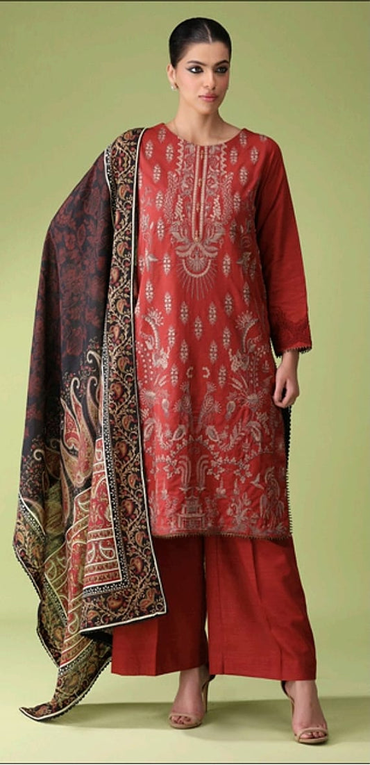 Jacquard Embroidered Khaddar 3pc