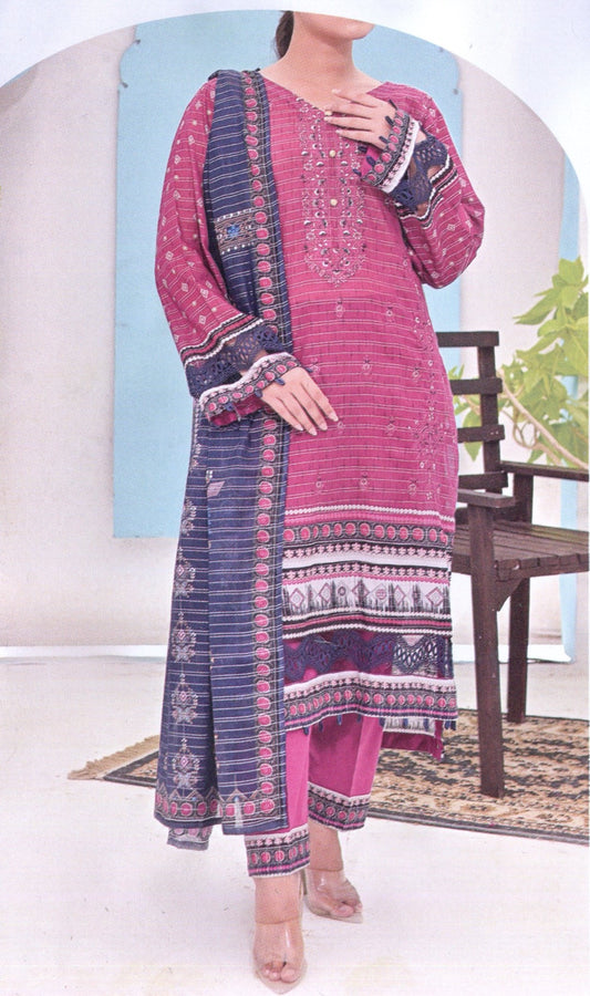 Aira Unstitched Embroidered Lawn 3pc - Branded Cut Pieces