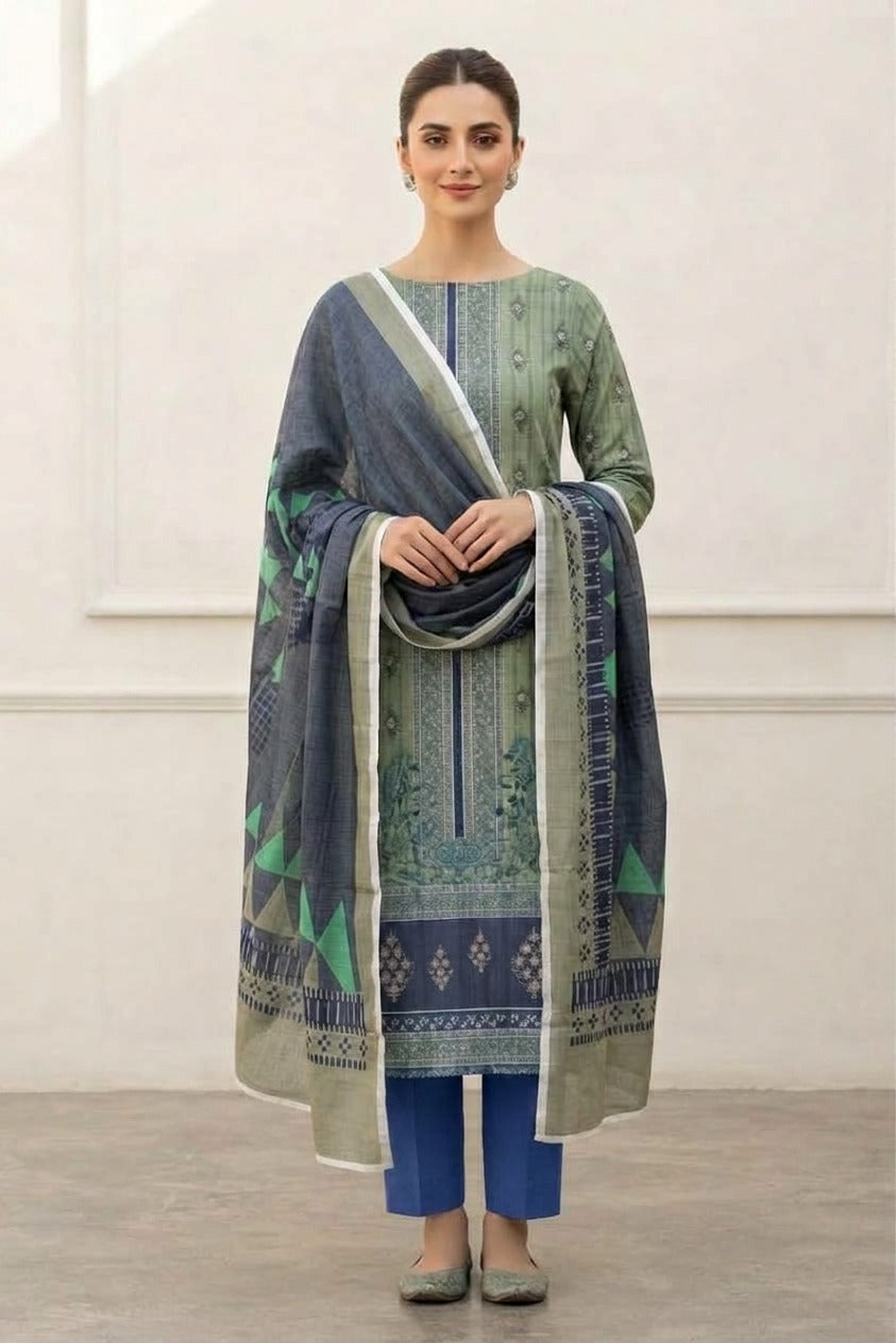 Mix Brand Unstitched Printed Khaddar 3pc