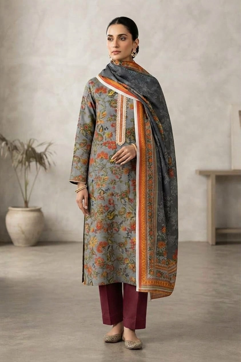 Mix Brand Unstitched Printed Khaddar 3pc