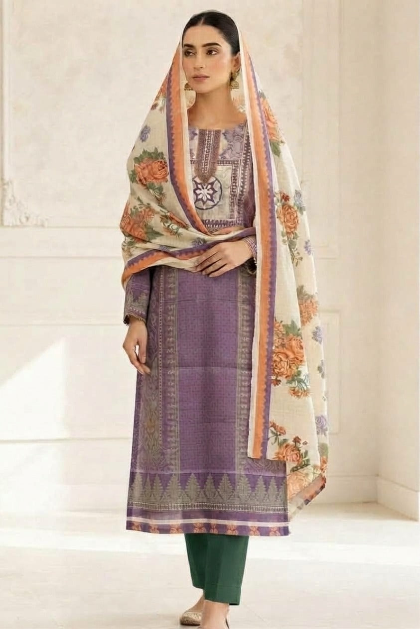 Mix Brand Unstitched Printed Khaddar 3pc