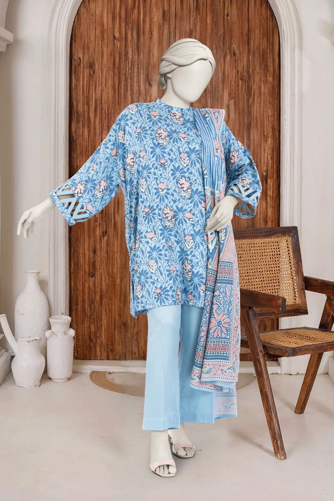 MTJ Printed Viscose Unstitched 3pc