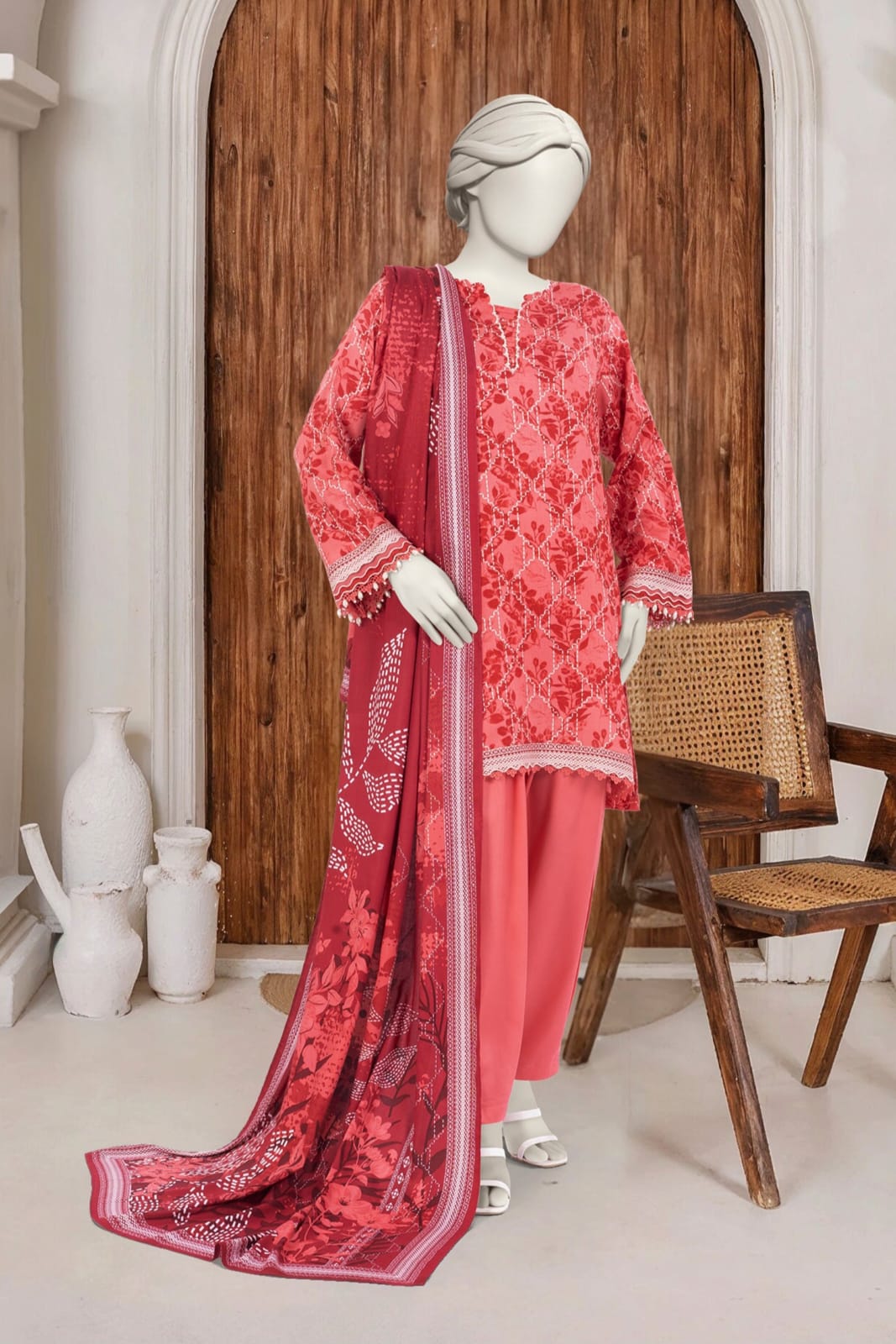 MTJ Printed Viscose Unstitched 3pc