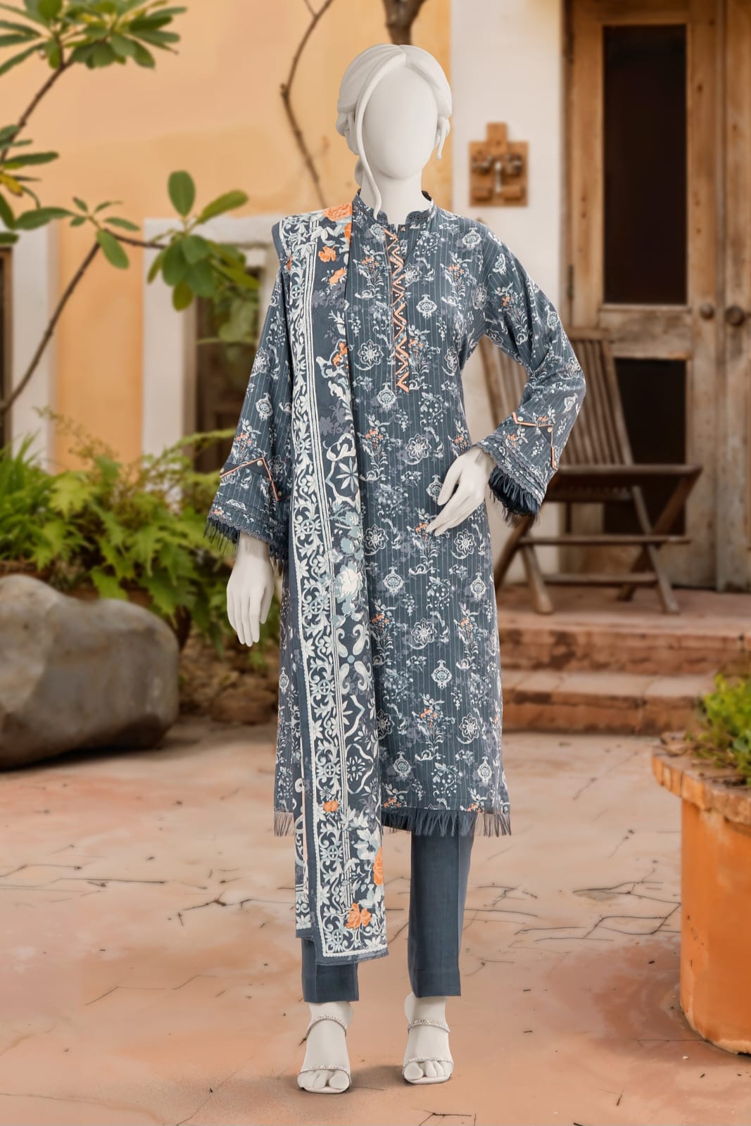 MTJ Printed Viscose Unstitched 3pc
