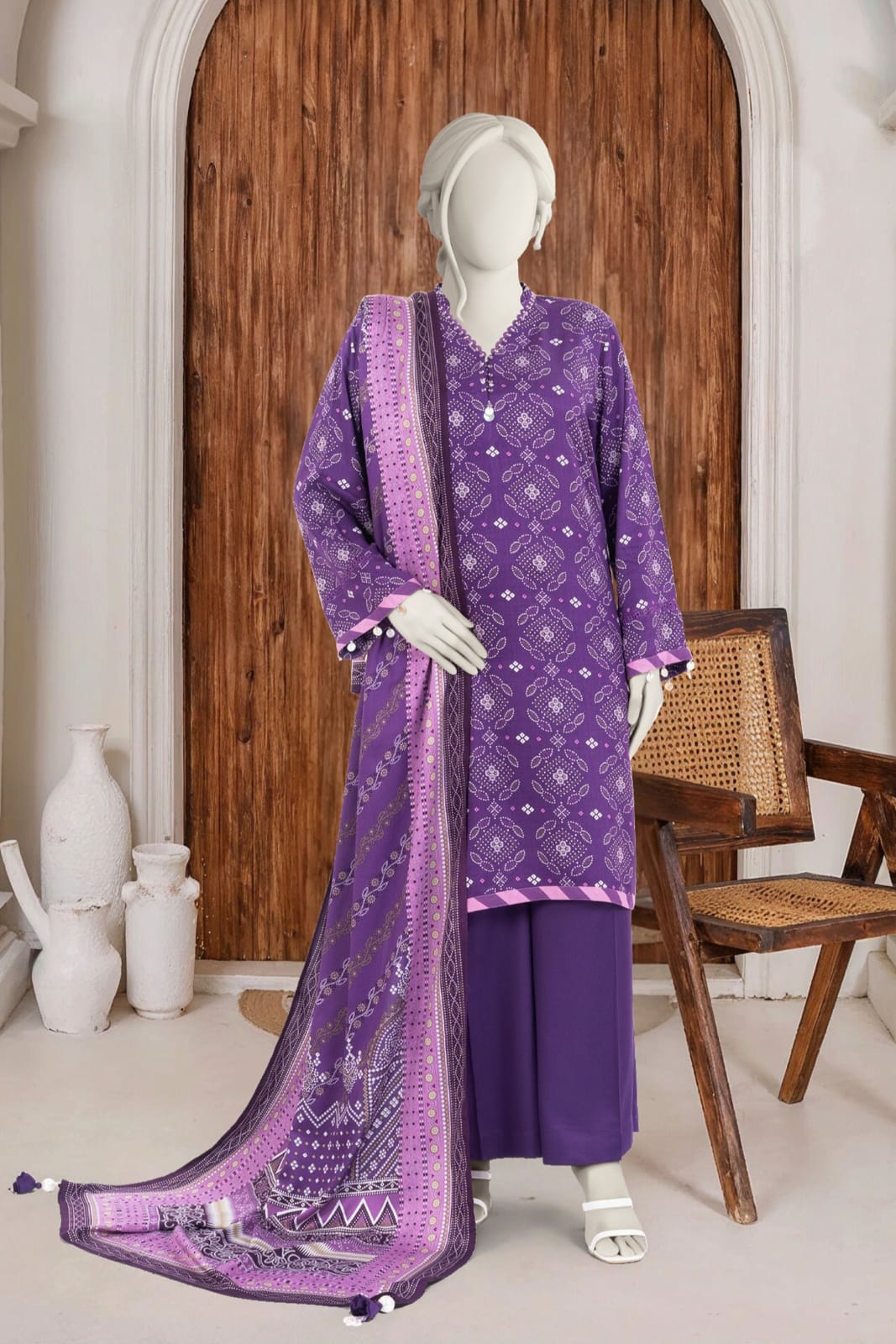 MTJ Printed Viscose Unstitched 3pc