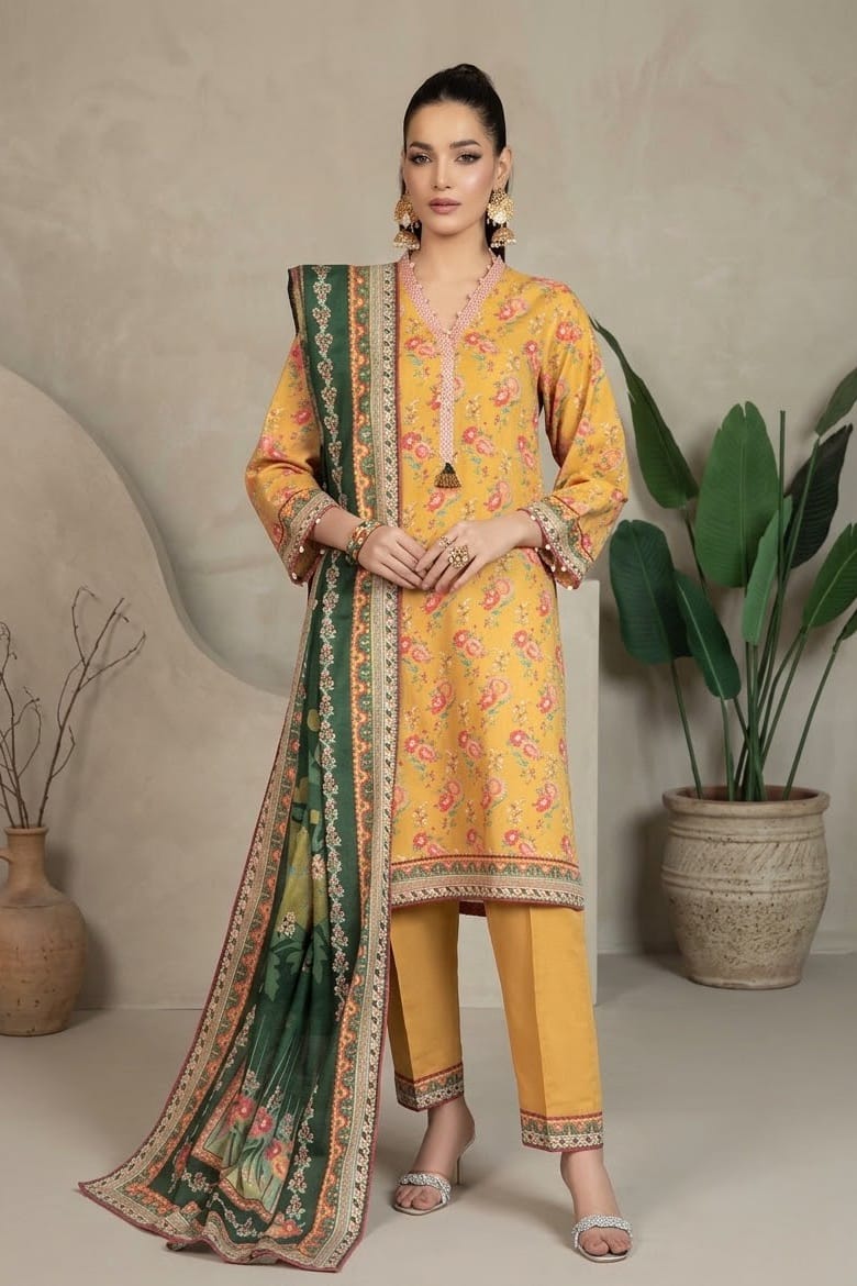 Gul Ahmed Printed Khaddar Unstitched 3pc