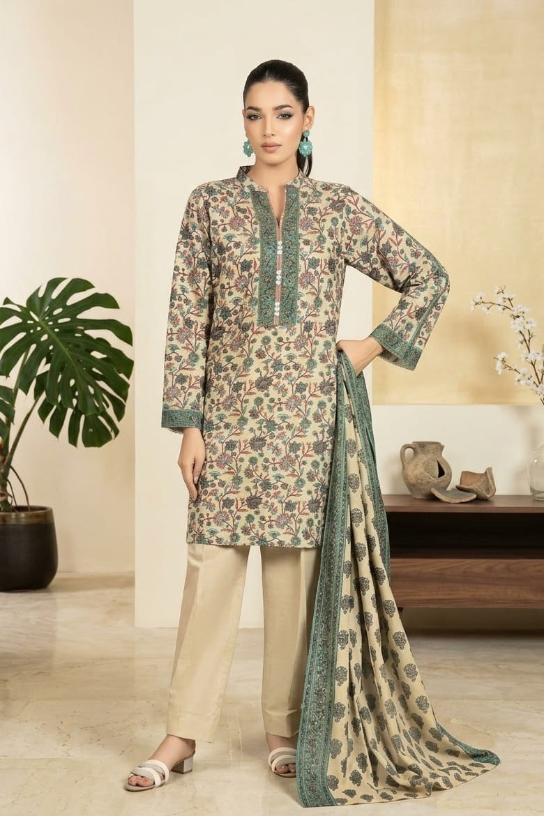 Gul Ahmed Printed Khaddar Unstitched 3pc