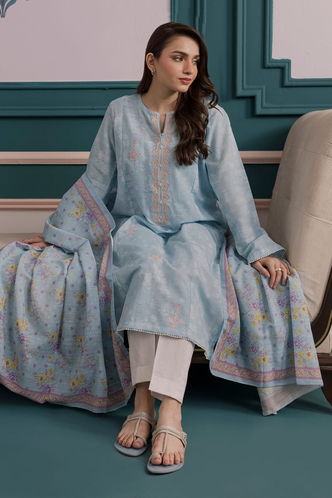 Zellbury Stitched Embroidered Khaddar SD 2pc