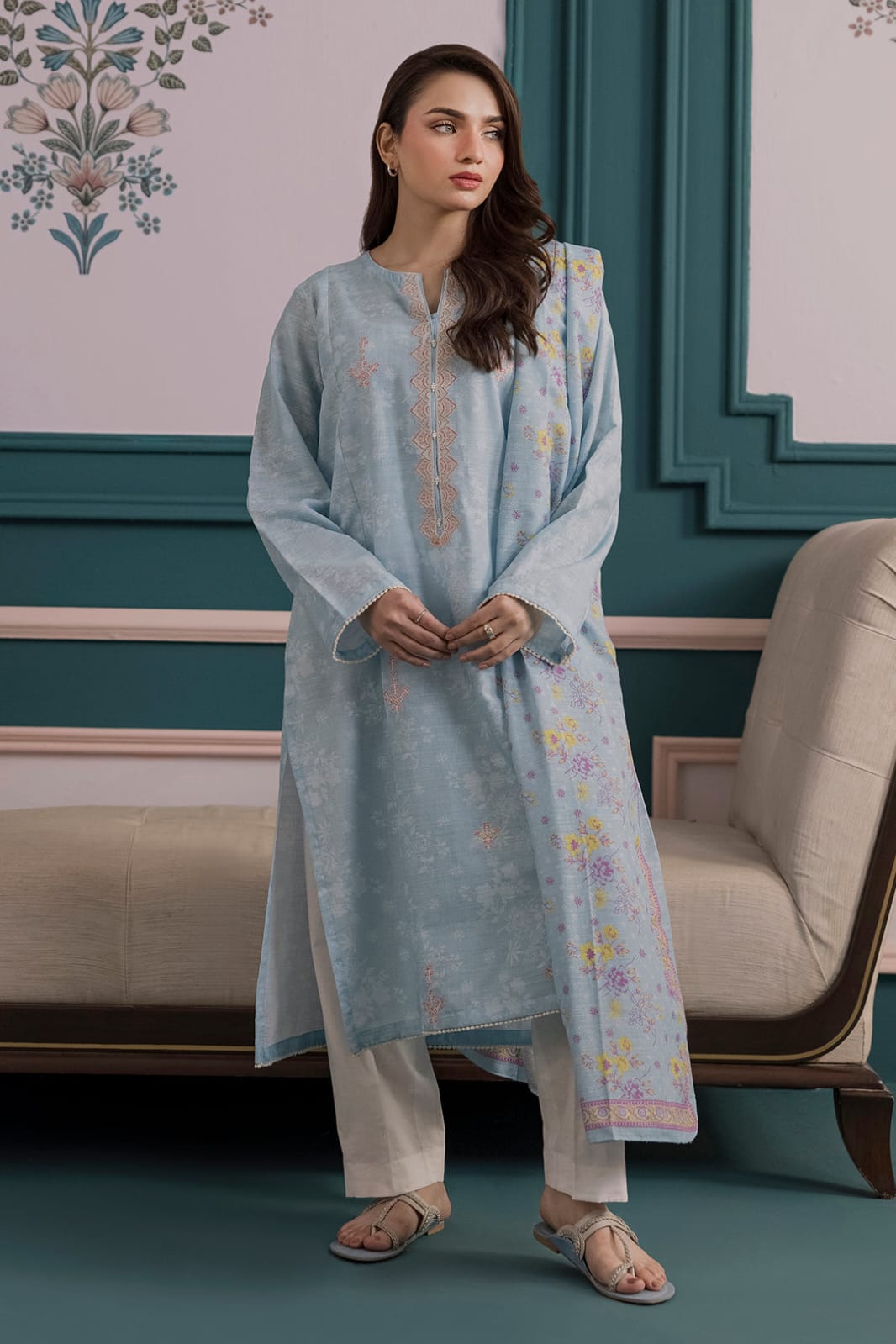 Zellbury Stitched Embroidered Khaddar SD 2pc