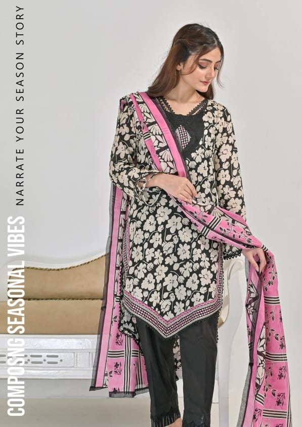 Jaffrani Printed Lawn Kayseria VOL 15 Collection 3pc - Branded Cut Pieces