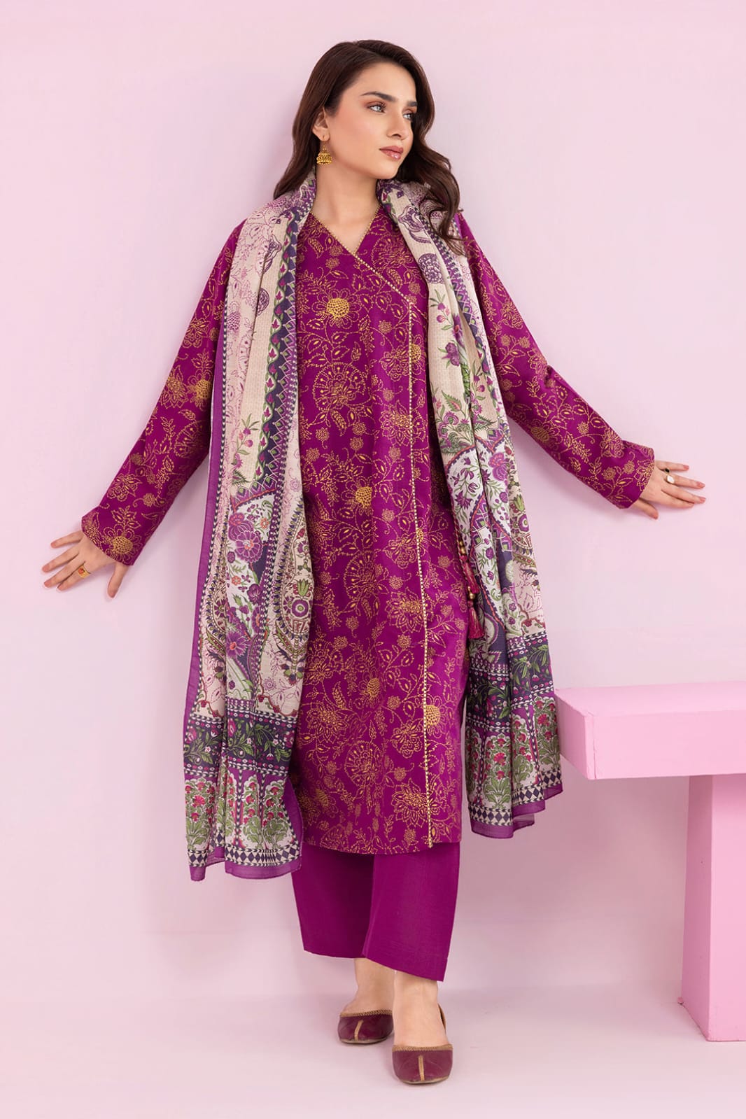 Zellbury Stitched Printed Khaddar 3pc