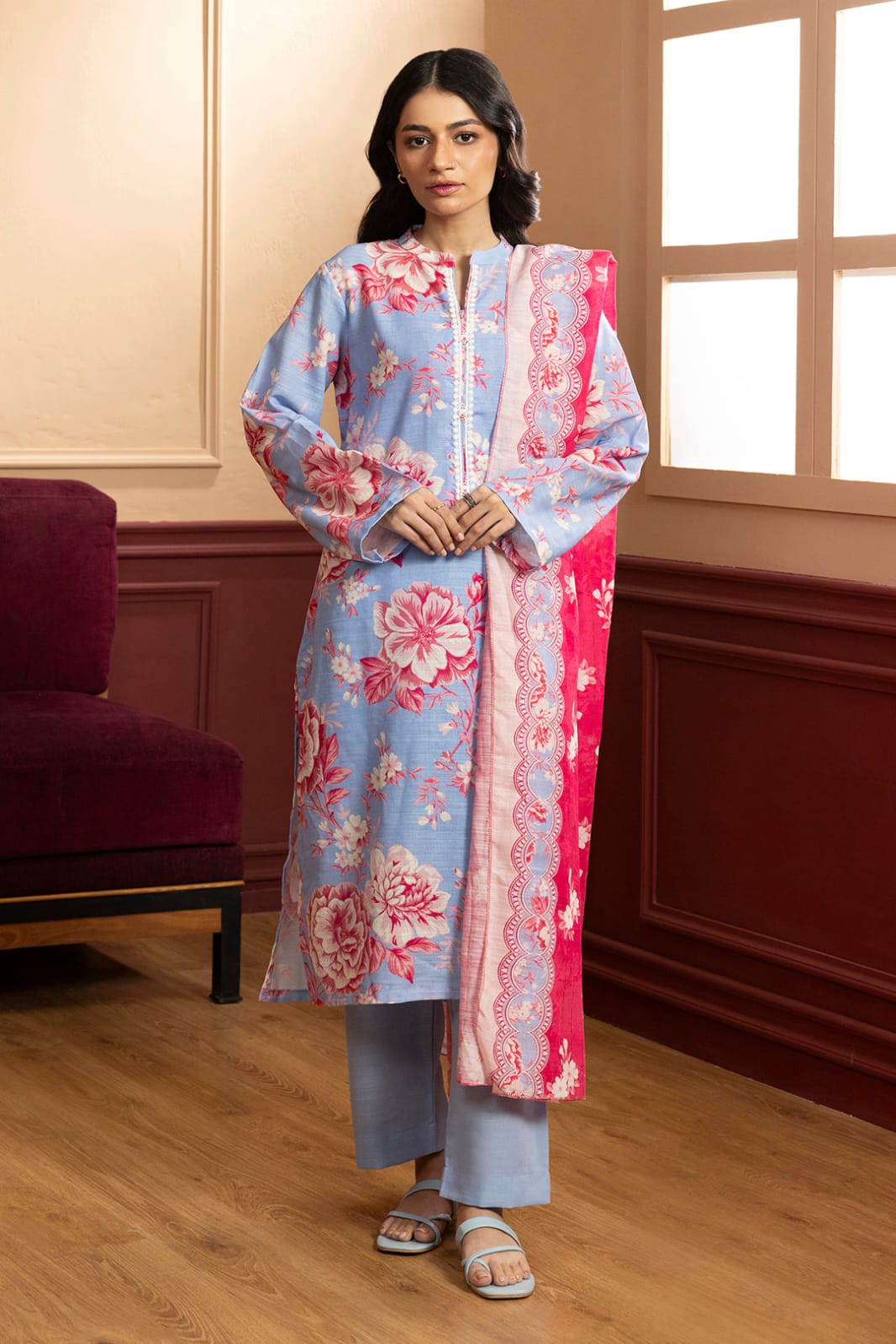 Zellbury Stitched Printed Khaddar 3pc