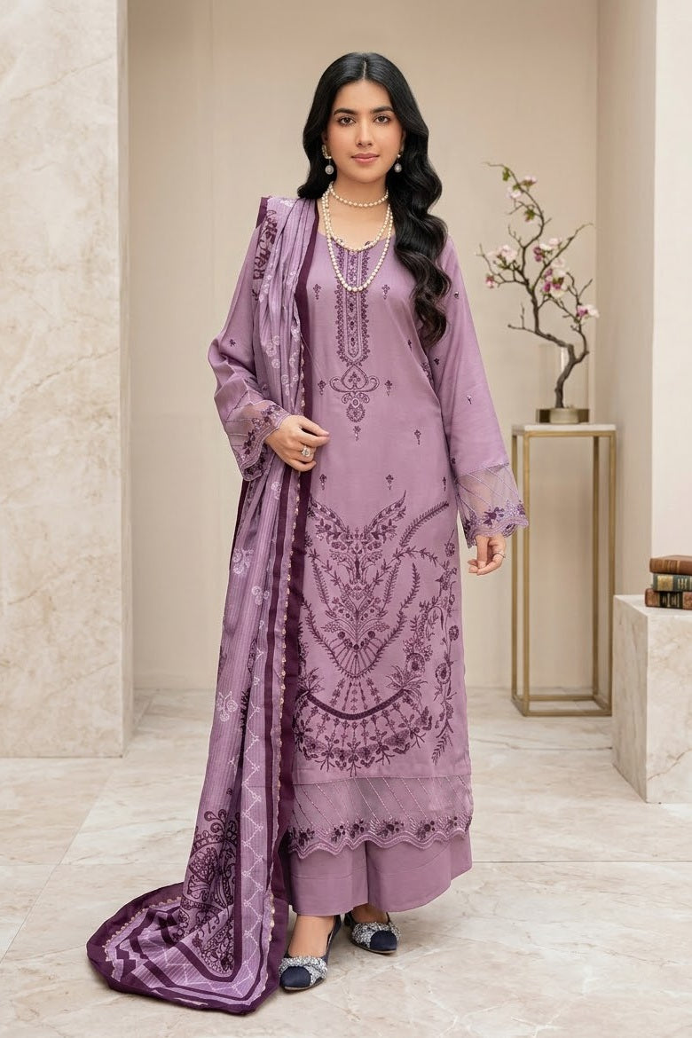 Feroza Fabiha Unstitch Slub khaddar Luxury Embroidered 3pc