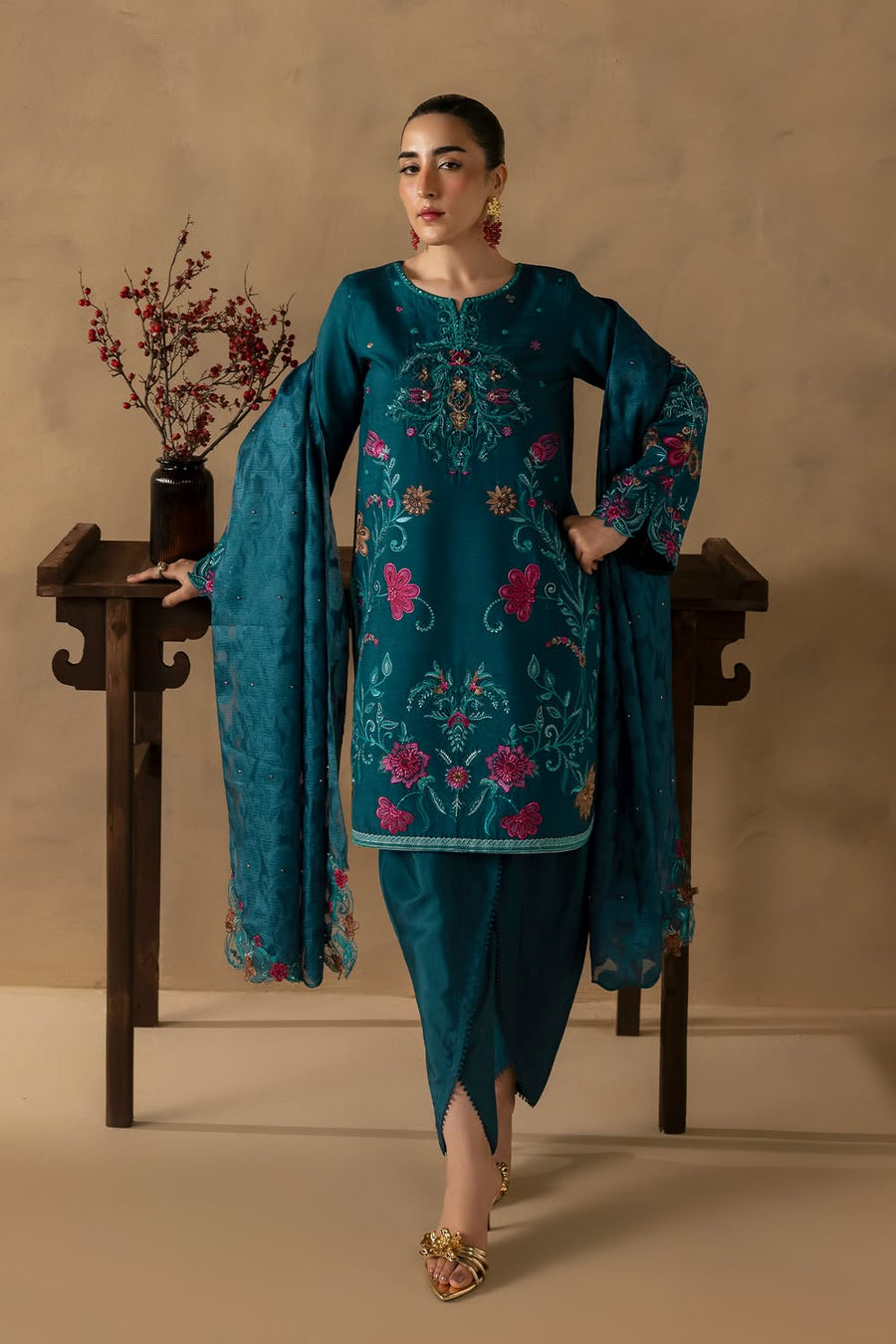 RajBari Silah Embroidered Luxury Formal Silk 3pc